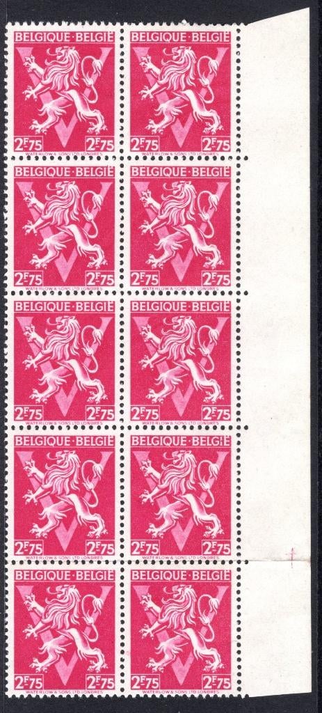 685 MNH** 1944 - Lion répétitif avec grand V (10 pièces), Enlèvement ou Envoi, Non oblitéré, Neuf