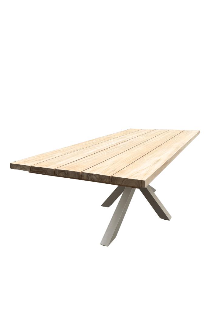 Teakhout tuintafel 220 met beige poot, Ophalen of Verzenden, Nieuw, Rechthoekig, Teakhout