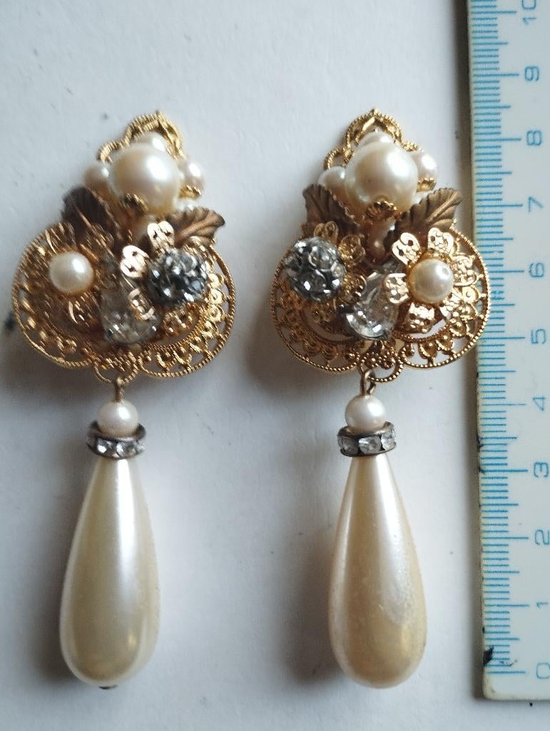 oorbel, Bijoux, Sacs & Beauté, Boucles d'oreilles, Comme neuf, Pendantes, Autres matériaux, Beige, Enlèvement