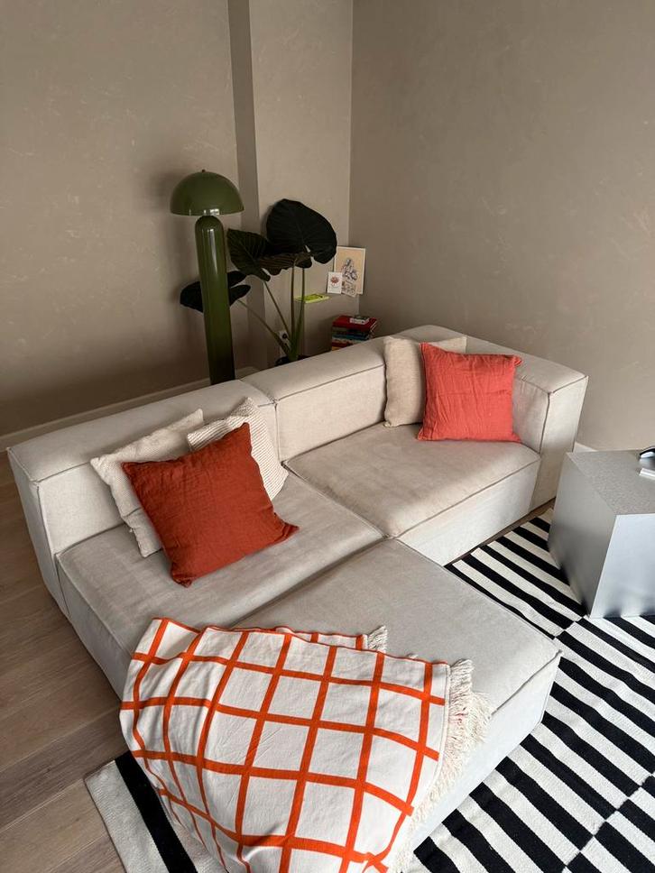 Hoekzetel modulair grijs/beige, Huis en Inrichting, Zetels | Zetels, Gebruikt, Hoekbank, Driepersoons, 200 tot 250 cm, 75 tot 100 cm