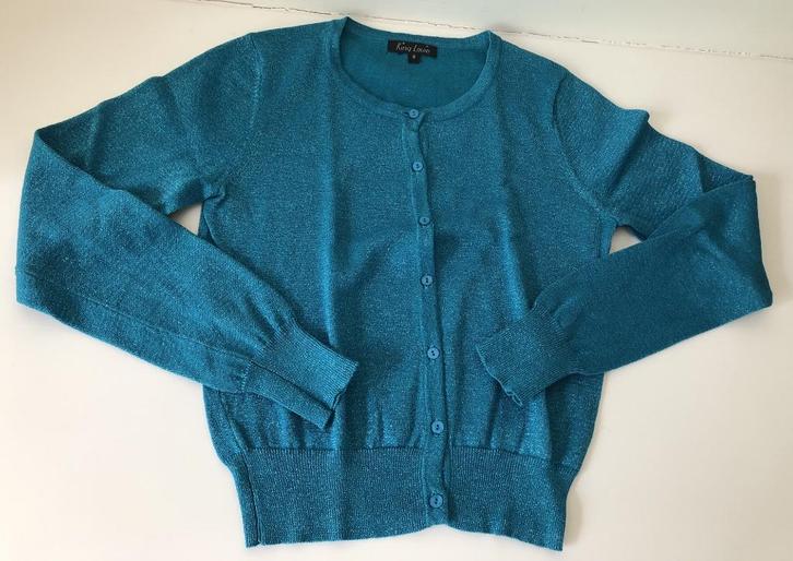 Cardigan bleu sarcelle clair à paillettes King Louie, Vêtements | Femmes, Pulls & Gilets, Comme neuf, Taille 36 (S), Bleu, Enlèvement ou Envoi