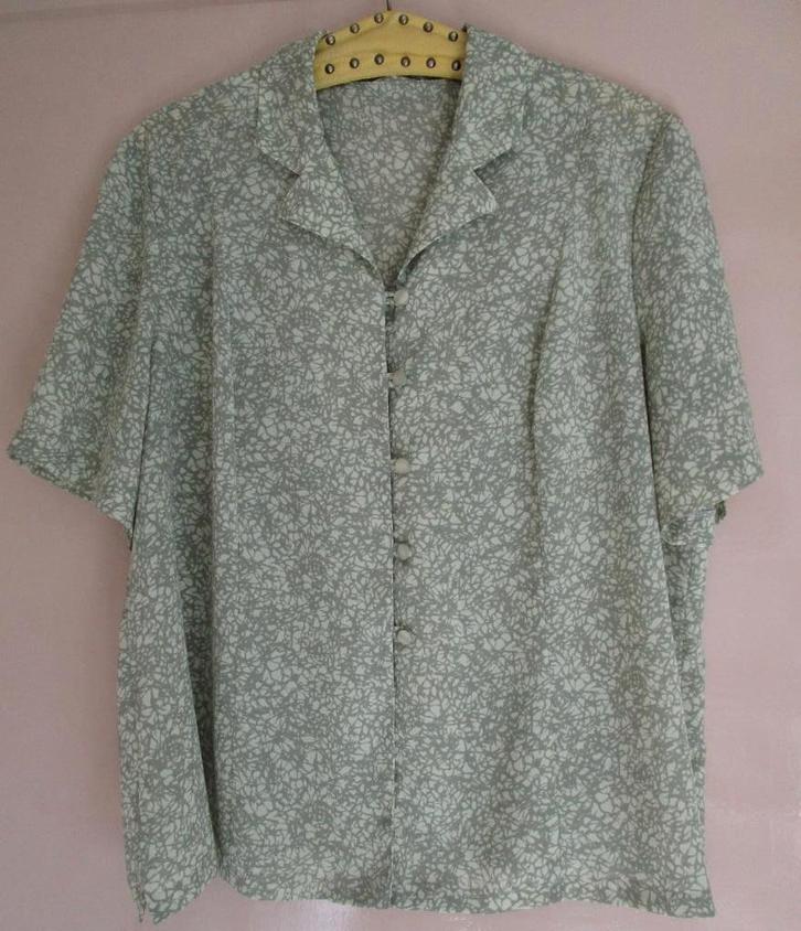 Damesblouse chemisier in groene tinten - maat 46/48, Kleding | Dames, Blouses en Tunieken, Gedragen, Maat 46/48 (XL) of groter