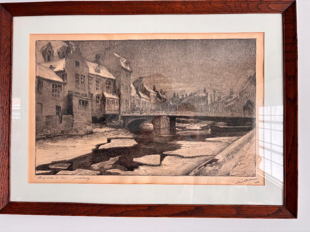 Pentekening Emile Van Damme, Antiek en Kunst, Ophalen