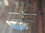 Vintage glazen salontafel, Huis en Inrichting, Tafels | Salontafels, Ophalen, Gebruikt, Rond, 50 tot 100 cm