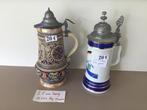 2 antieke kruiken met opklapbaar deksel en 2 andere, Antiek en Kunst, Ophalen of Verzenden