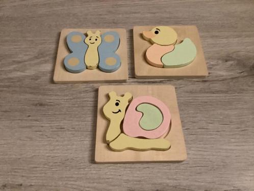 Houten verschillende kinderpuzzle's met dieren, Kinderen en Baby's, Speelgoed | Kinderpuzzels, Zo goed als nieuw, 6 maanden tot 2 jaar