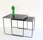 Zwarte Vintage Bijzettafels Mimi Set Nesting Tables Jaren 80, Huis en Inrichting, Ophalen of Verzenden, Gebruikt, Metaal of Aluminium