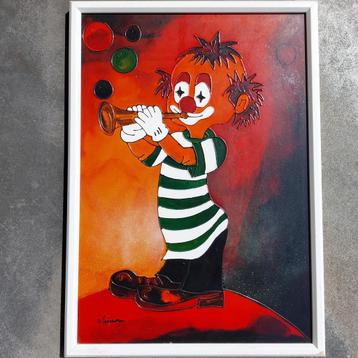 Mooie clown schilderij voor kinderkamer Afmetingen: 38H x 53