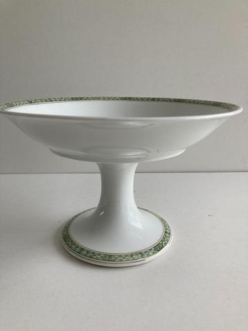 Plat ancien en porcelaine sur pied MZ Austria vert avec or, Enlèvement ou Envoi