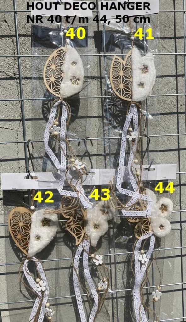 HOUT DECO HANGER NR 40 t/m 44 HOUT, GOUD en PLUCHE 50 cm NIE, Huis en Inrichting, Woonaccessoires | Wanddecoraties, Nieuw, Ophalen of Verzenden