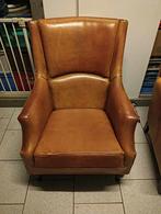 1 okerkleurige lederen fauteuil, Huis en Inrichting, Leer, Ophalen