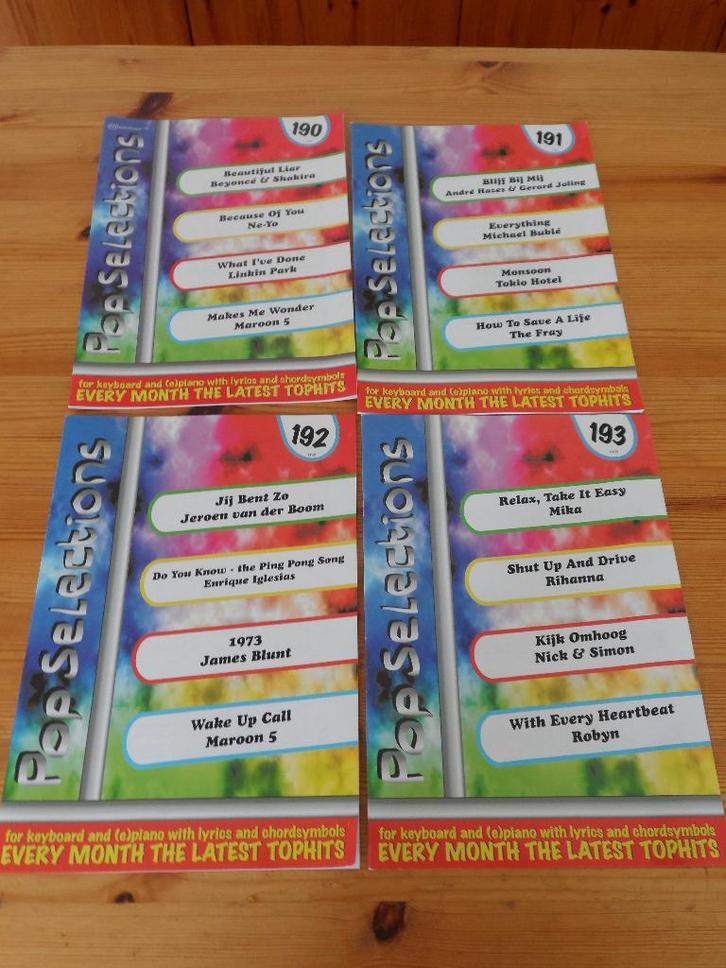 Pop Selections 191 t/m 194 / 198   , Musique & Instruments, Partitions, Neuf, Artiste ou Compositeur, Populaire, Guitare, Piano