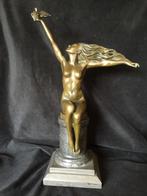 Bronzen zittend naakt gesigneerd zuiver groot 41 cm brons, Ophalen of Verzenden