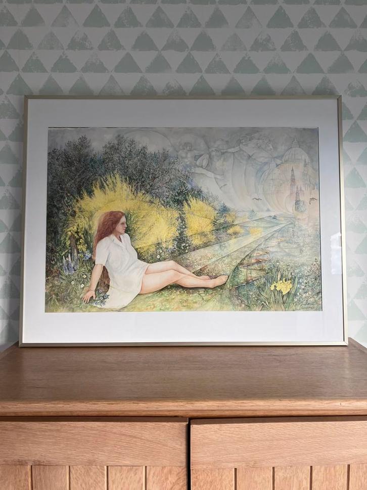 Jan Keustermans - grote aquarel, Antiek en Kunst, Kunst | Schilderijen | Abstract, Ophalen