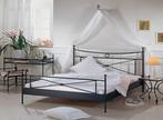 Smeedijzeren bed 160 cm, Ophalen, Zwart, Tweepersoons, Zo goed als nieuw