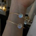 futuristisch stijl setje maansteen imitatie verguld 14K, Ophalen of Verzenden, Nieuw, Blauw