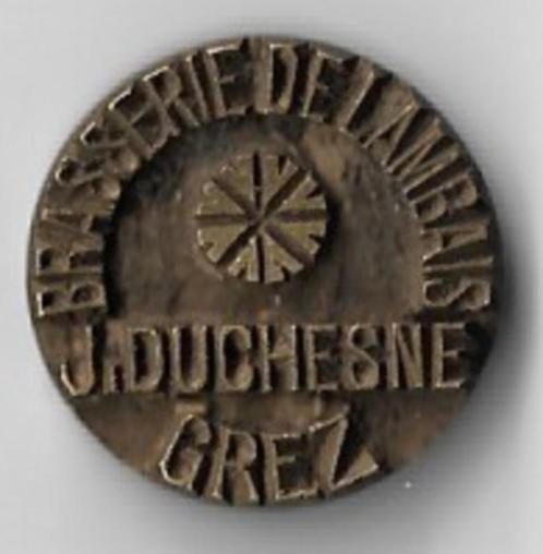 Unieke oude stempel BRASSERIE DE LAMBAIS - J. DUCHESNE  GREZ, Verzamelen, Biermerken, Ophalen of Verzenden