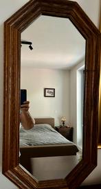 Spiegel met houten kader, Antiek en Kunst, Ophalen, Ovaal, Minder dan 50 cm, Minder dan 100 cm