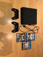 PlayStation 4 slim 1 TB 2 controllers + 3 gratis games, Met 2 controllers, Zo goed als nieuw, 1 TB, Met games