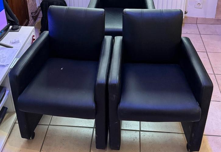 2 stoelen met wieltjes, Huis en Inrichting, Stoelen, Gebruikt, Twee, Zwart, Ophalen