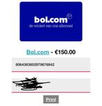 Bol cadeaubon t.w.v €150, Cadeaubon