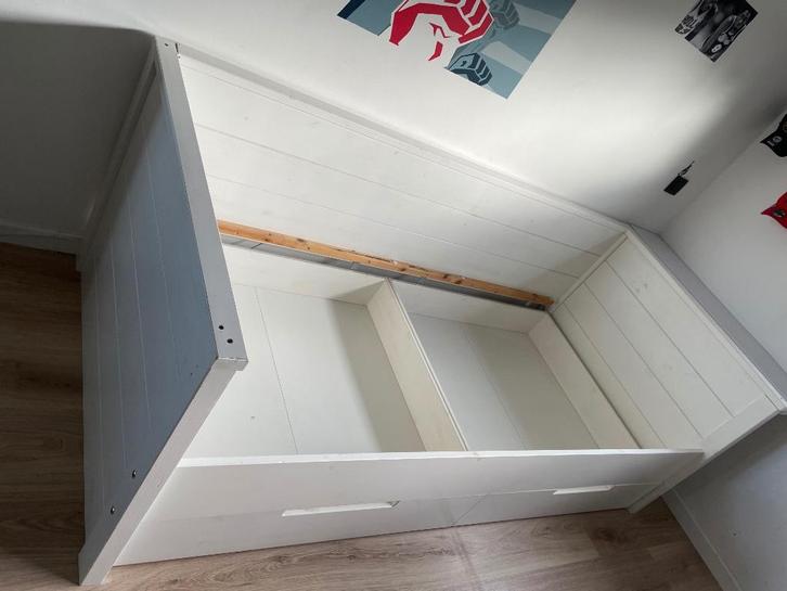 Kajuitbed met 2 lades 90x200 wit, Huis en Inrichting, Slaapkamer | Bedden, Gebruikt, Eenpersoons, 90 cm, 200 cm, Hout, Wit, Verstelbaar