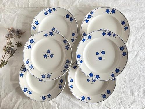 Lot de 6 assiettes plates Boch Mercure bleu, Antiek en Kunst, Antiek | Servies los, Ophalen of Verzenden