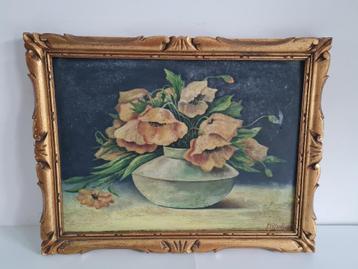 zeer mooi schilderij op paneel - bloemen beschikbaar voor biedingen
