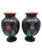 Paar Art Nouveau-vazen met bloemendecoratie - het begin 20e, Antiek en Kunst, Antiek | Porselein, Ophalen of Verzenden