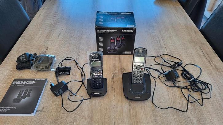 MEDION draadloze telefoon (DECT) met 2 handsets, Telecommunicatie, Vaste telefoons | Handsets en Draadloos, Gebruikt, 2 handsets