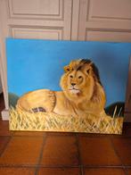 Modern groot leeuw schilderij savanne, Antiek en Kunst, Ophalen