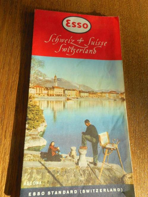 Carte routière Suisse - Esso - 1954 - Vintage, Boeken, Atlassen en Landkaarten, Gelezen, Landkaart, Europa Overig, 1800 tot 2000
