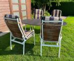 IKEA Tuintafel + 4 stoelen + kussens, Tuin en Terras, Tuintafels, Ophalen, Gebruikt, Rond, Hout