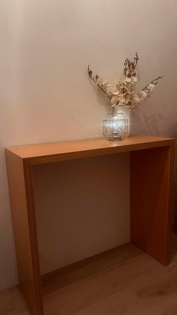 Consoletafel / wandtafel hout multiplex, Huis en Inrichting, Tafels | Sidetables, Zo goed als nieuw, Ophalen