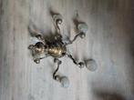 Vintage bronzen luster met 6 authentieke glaasjes, Antiek en Kunst, Antiek | Verlichting, Ophalen