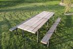 Tuintafel + banken, Ophalen, Zo goed als nieuw, Hout