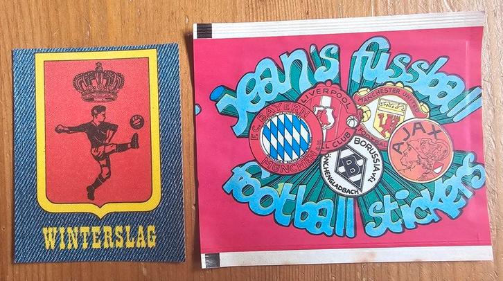 Jaren 60 (like panini) "Jean's" Badge Winterslag + zakje!, Hobby en Vrije tijd, Stickers en Plaatjes, Zo goed als nieuw, Sticker