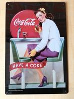 Coca-Cola Lot de 4 Plaques en métal, Ophalen, Gebruikt, Reclamebord