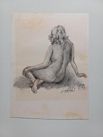 Originele tekening vrouw - gesigneerd Lobin beschikbaar voor biedingen