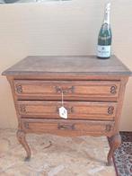Vintage houten ladekastje met 3 lades - sierlijke afwerking, Huis en Inrichting, Antiek, Minder dan 100 cm, 25 tot 50 cm, Gebruikt