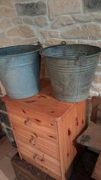 Plantenbak met 2 zinken emmers van 26 cm hoog, Tuin en Terras, Ophalen