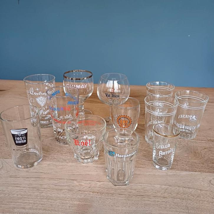 Set van 12 galopins - bierglazen - Dinant Chimay Stella, Verzamelen, Glas en Drinkglazen, Ophalen of Verzenden