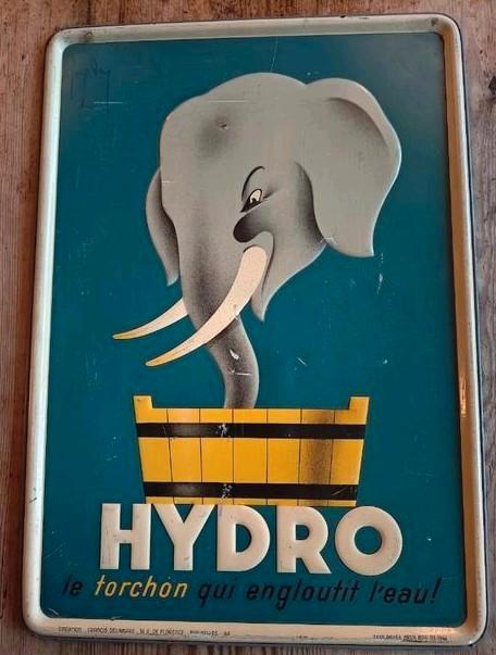 Belgisch bordje van Hydro 1946,, FR blik, Fr. Delamare, Verzamelen, Merken en Reclamevoorwerpen, Zo goed als nieuw, Ophalen