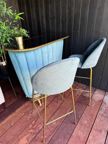 BAR MEUBEL + STOELEN, Avec repose-pieds, 2 tabourets, Comme neuf, Enlèvement