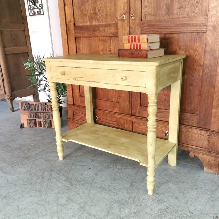 Oud brocante boeren muurtafeltje + grote lade B 90 D 45 H 76, Antiek en Kunst, Curiosa en Brocante, Ophalen