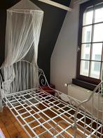 Eenpersoonsbed, wit, metaal, Huis en Inrichting, Slaapkamer | Bedden, Ophalen, Eenpersoons, Wit, Zo goed als nieuw