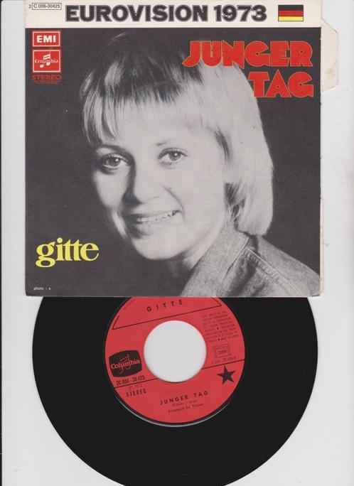 Gitte – Junger Tag  Eurosong   MINT, CD & DVD, Vinyles Singles, Comme neuf, Single, Pop, 7 pouces, Enlèvement ou Envoi