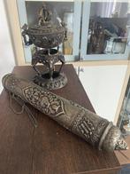 Nepalees Sierlijke Repoussé Wierooktoren en bronze brander, Gebruikt, Ophalen of Verzenden