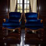 Set van 2 vintage barok eenzitten / fauteuils / clubzetels, Antiek en Kunst, Ophalen of Verzenden