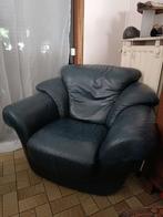 Lot de canapés + Fauteuil en cuir bleu foncé, Maison & Meubles, Fauteuils, Moins de 75 cm, Année 80/90, Enlèvement, Utilisé